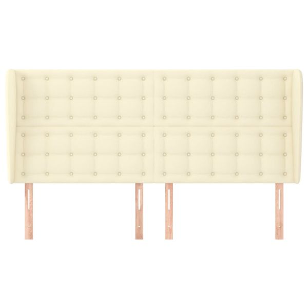 Горна табла с уши, кремава, 163x23x118/128 см, изкуствена кожа