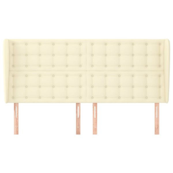 Горна табла за легло с уши, черна, 183x23x118/128 см, еко кожа