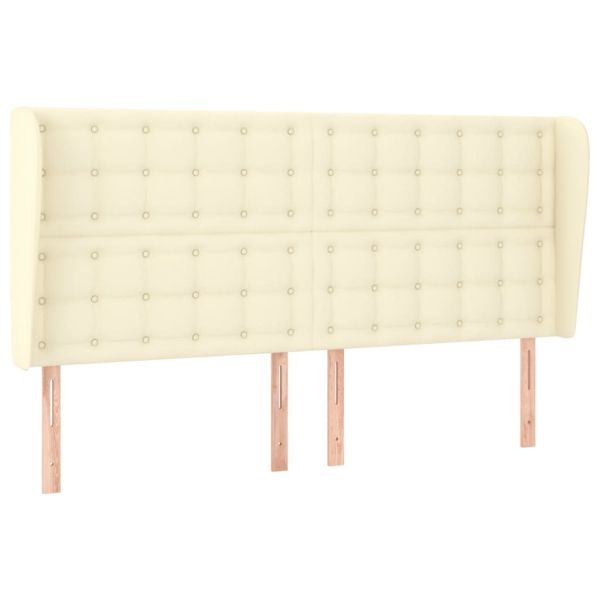 Горна табла с уши, кремава, 203x23x118/128 см, изкуствена кожа