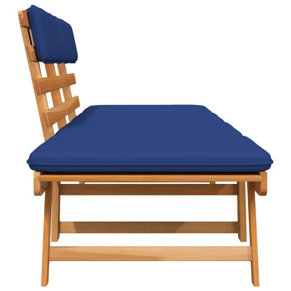 Градинска пейка с възглавници 2-в-1, 190 см, акация масив