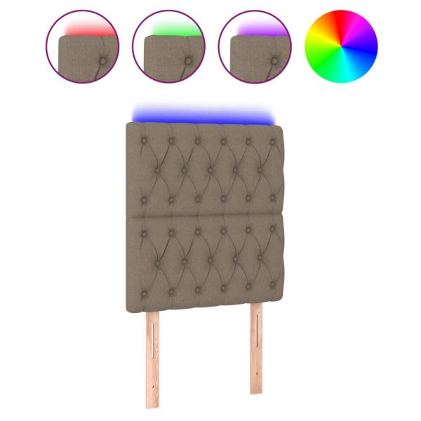 LED горна табла за легло, таупе, 80x7x118/128 см, плат