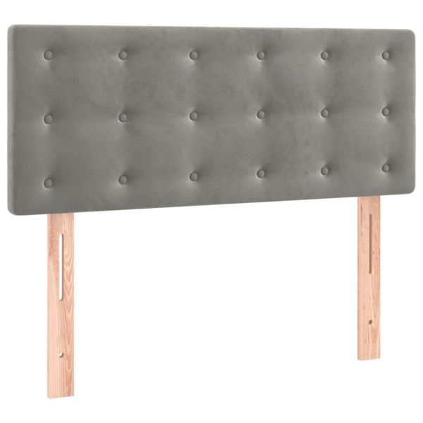 Боксспринг легло с матрак, светлосиво, 100x200 см, кадифе