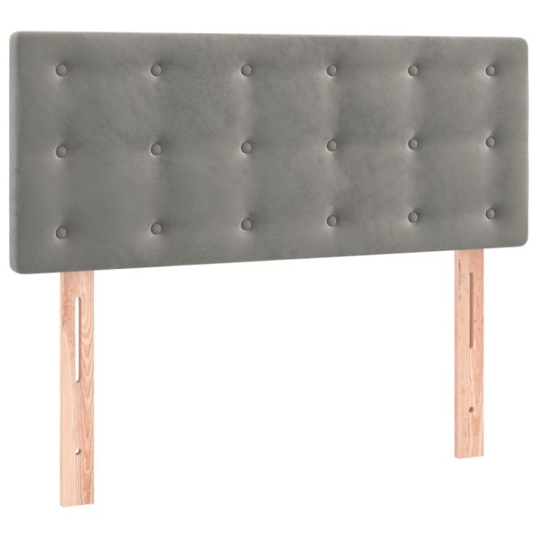 Боксспринг легло с матрак, светлосиво, 100x200 см, кадифе