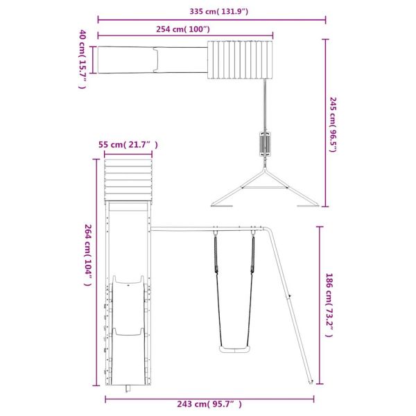 Комбинирано детско съоръжение за игра, импрегниран бор