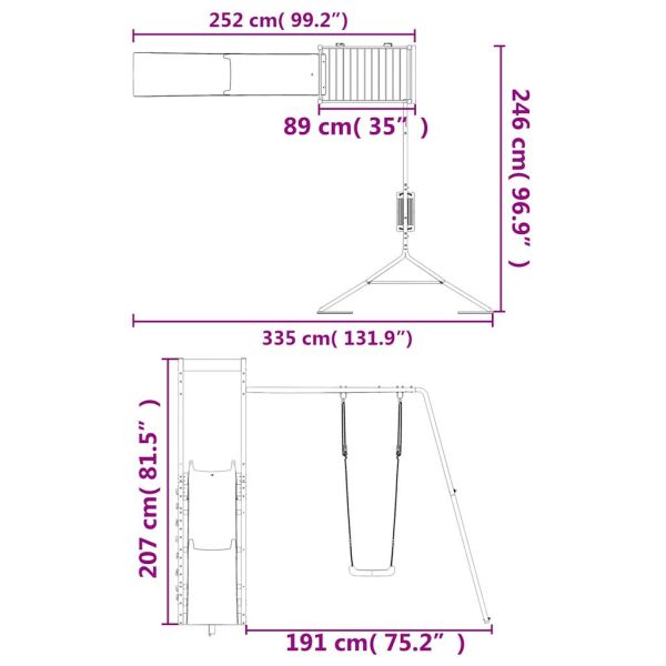 Комбинирано детско съоръжение, масивна дугласка дървесина