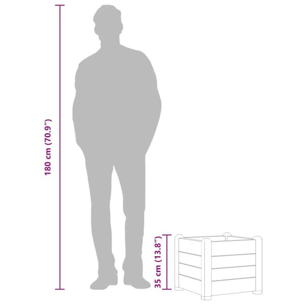 Градинска висока леха, PP, сива, 43x43x35 см