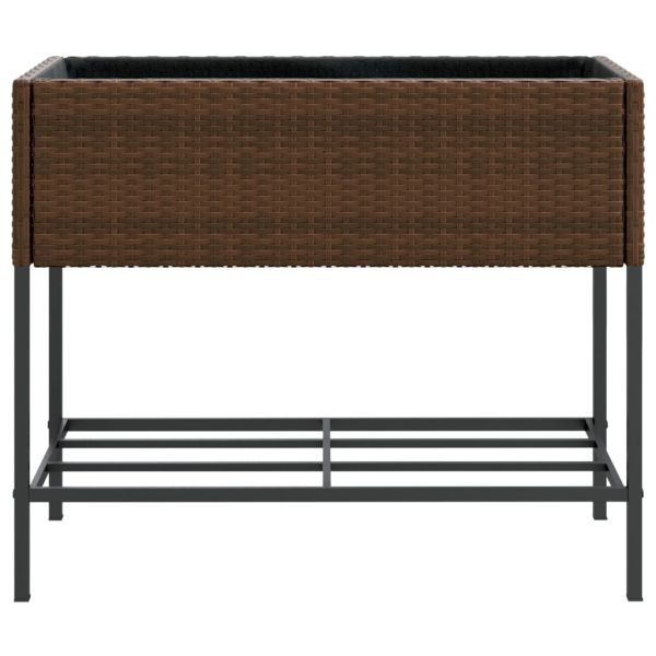 Градински плантери с рафт, 2 бр, кафяв, 90x40x75 см, полиратан