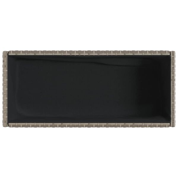 Градински плантери с рафт, 2 бр, сив, 90x40x75 см, полиратан