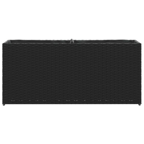 Градински плантери с 2 саксии 2 бр черни 90x20x40 см полиратан