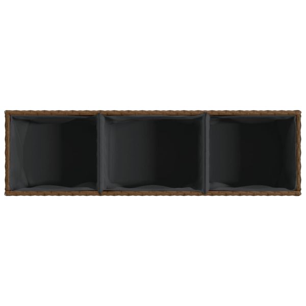 Градински плантери с 3 саксии 2 бр кафяви 105x30x32см полиратан