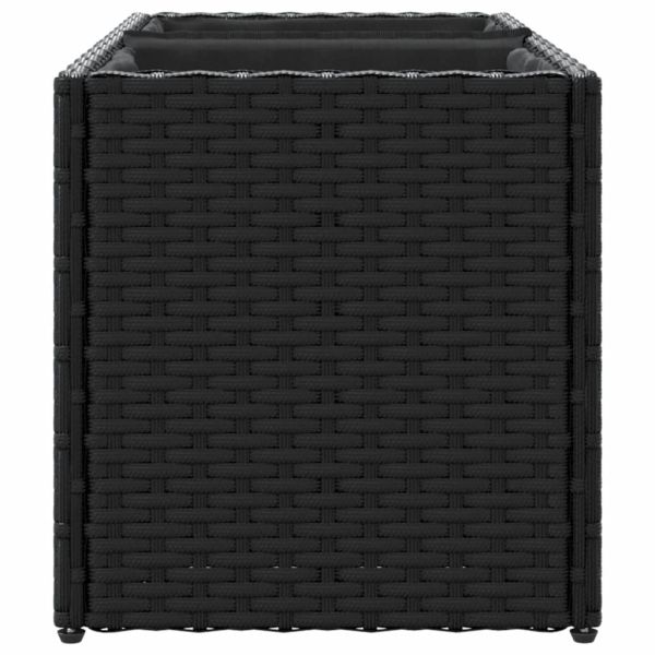 Градински плантери с 2 саксии 2 бр черни 72x30x32 см полиратан