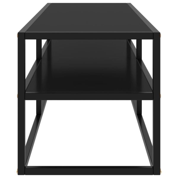 ТВ шкаф, черен, черно стъкло, 120x40x40 см