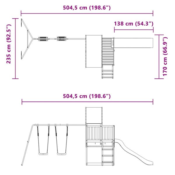 Комбинирано детско съоръжение за игра на открито, бор масив