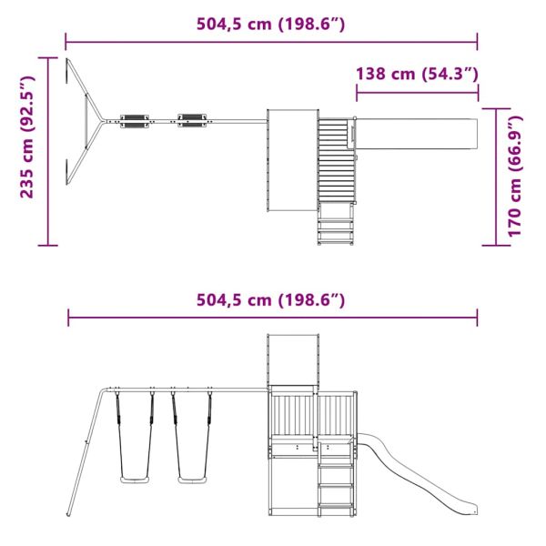 Комбинирано детско съоръжение за игра, импрегниран бор