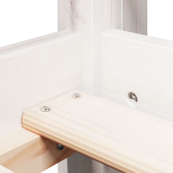 Таванско легло със стълба и покрив, бяло, 90x190 см, бор масив