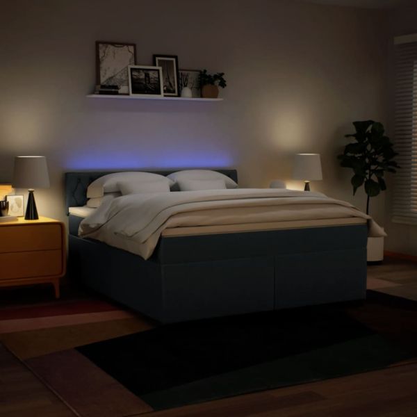 Боксспринг легло с матрак, синьо, 180x200 см, плат