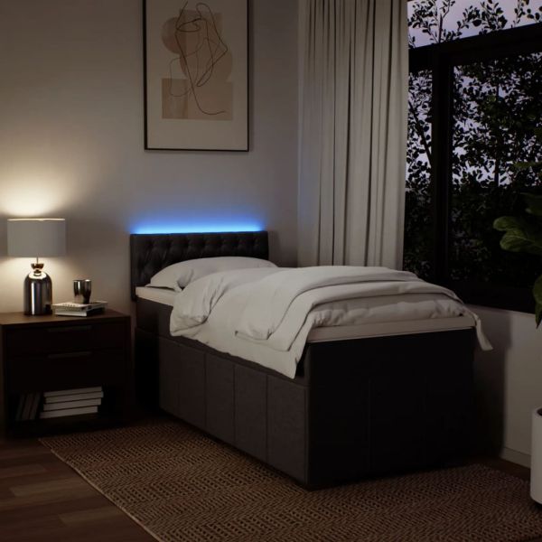 Боксспринг легло с матрак, тъмнокафяво, 90x190 см, плат