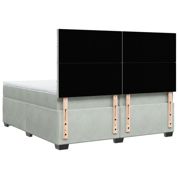 Боксспринг легло с матрак, светлосиво, 200x200 см, кадифе