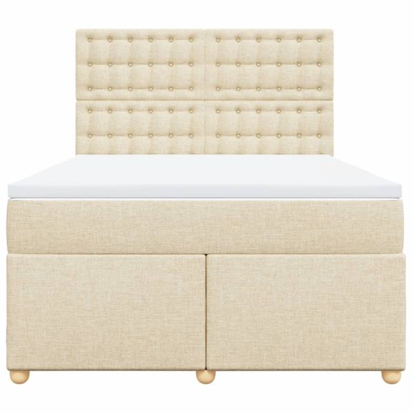 Боксспринг легло с матрак, кремава, 140x200 см, плат