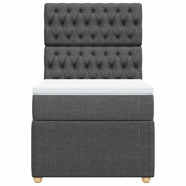 Боксспринг легло с матрак, тъмносиво, 100x200 см, плат