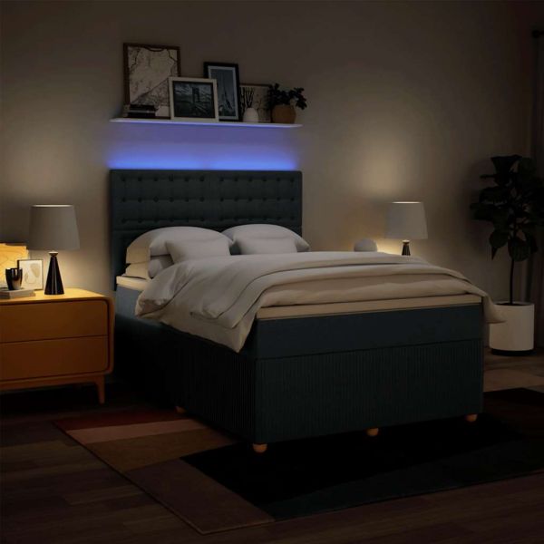 Боксспринг легло с матрак, синьо, 140x190 см, плат