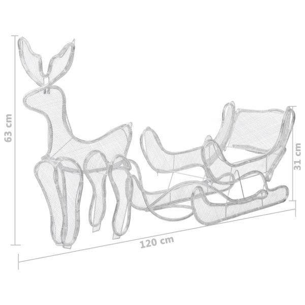 Коледна украса, светещ елен с шейна, мрежа, 432 LED