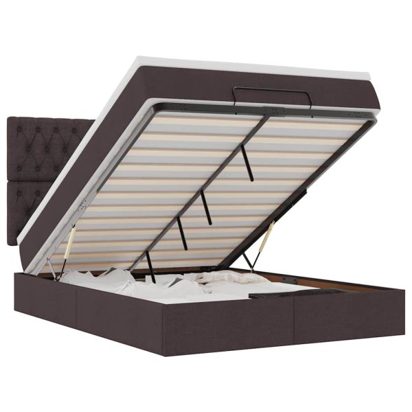 Османска легло с матрак, тъмнокафяво, 140x200 см, плат