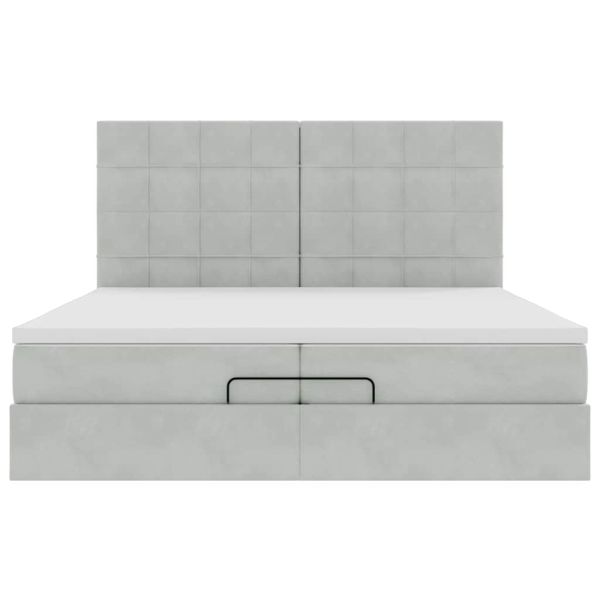 Османска легло с матраци, светлосиво, 200x200 см, кадифе