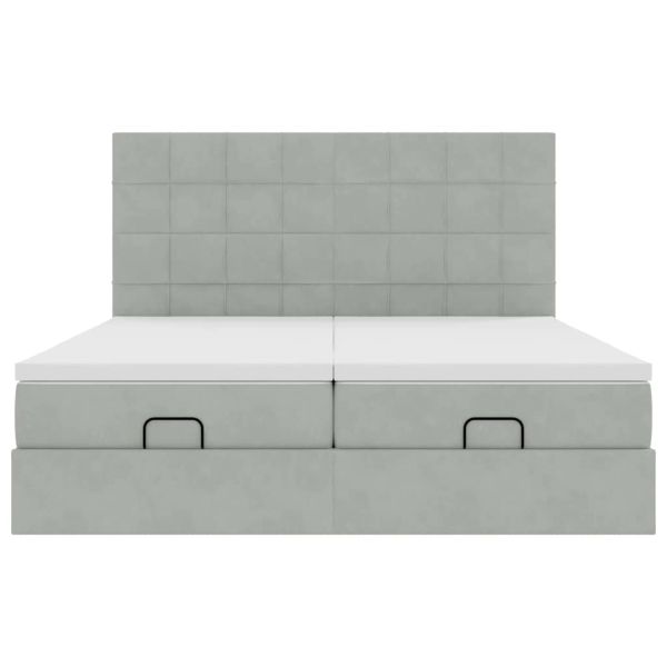 Османска легло с матраци, светлосиво, 200x200 см, кадифе