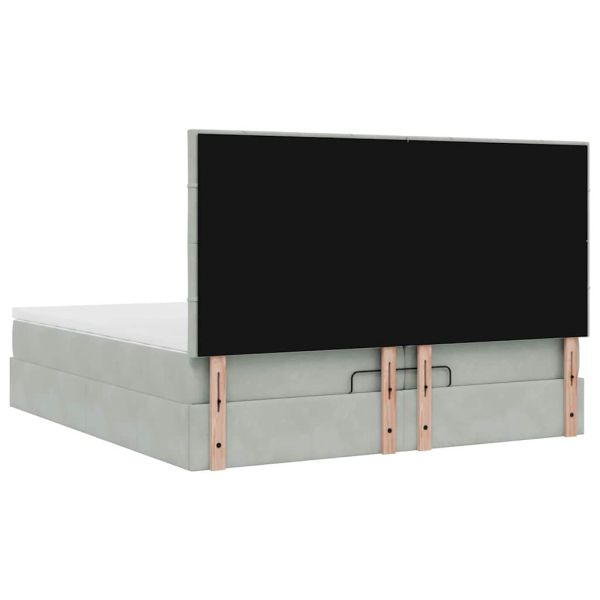 Османска легло с матраци и LED, светлосиво, 200x200 см, кадифе