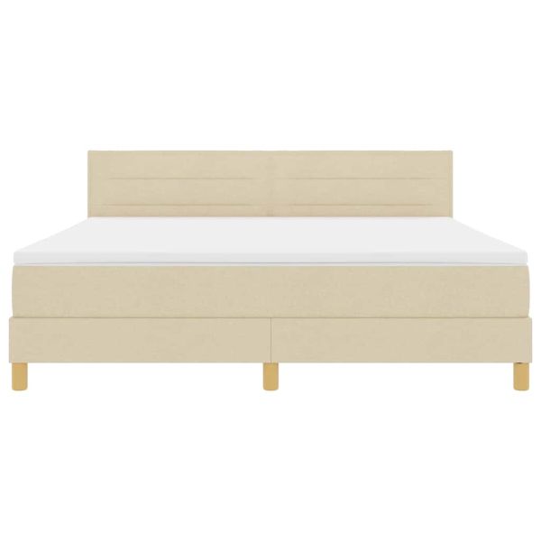 LED кутия за пружини с легло с матрак Крем 180 x 200 cm текстил