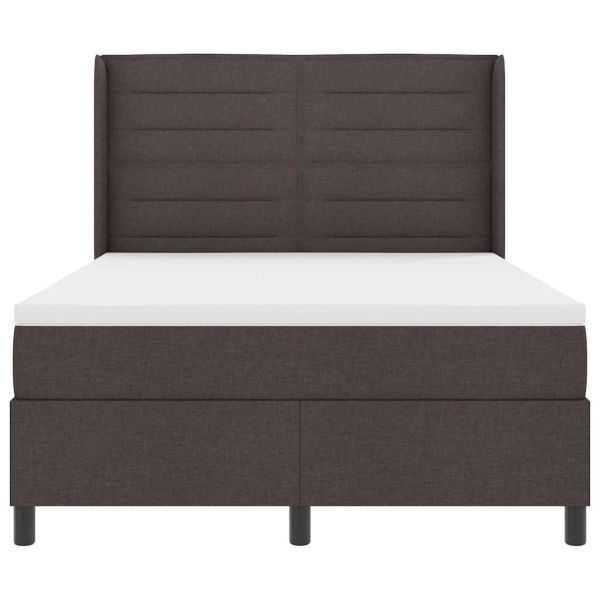 LED кутия за пружини с легло Тъмен кафяв 160 x 200 cm текстил