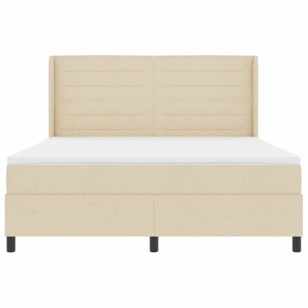 LED кутия за пружини с легло с матрак Крем 180 x 200 cm текстил