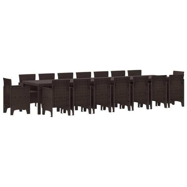 Градински комплект за хранене с възглавници 17 pcs Кафяво ПП