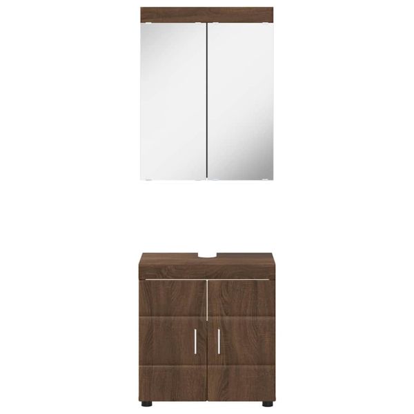 Комплект мебели за баня с рафт TULUM Кафяв дъб Инженерно дърво