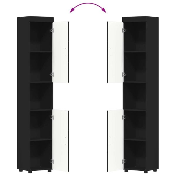 Комплект мебели за баня с рафт TULUM Черно Инженерно дърво