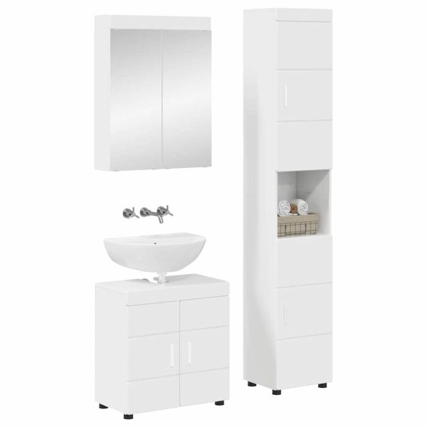 Комплект мебели за баня TULUM Лъскаво бяло Инженерно дърво