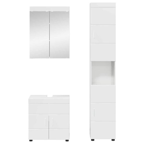 Комплект мебели за баня TULUM Лъскаво бяло Инженерно дърво