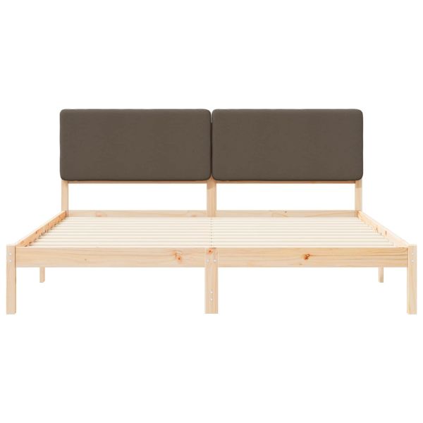 Леглова рамка с тапицирана гръбна част Таупе 200 x 200 cm