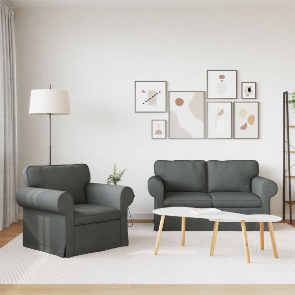 Диван 2 pcs Тъмен сив