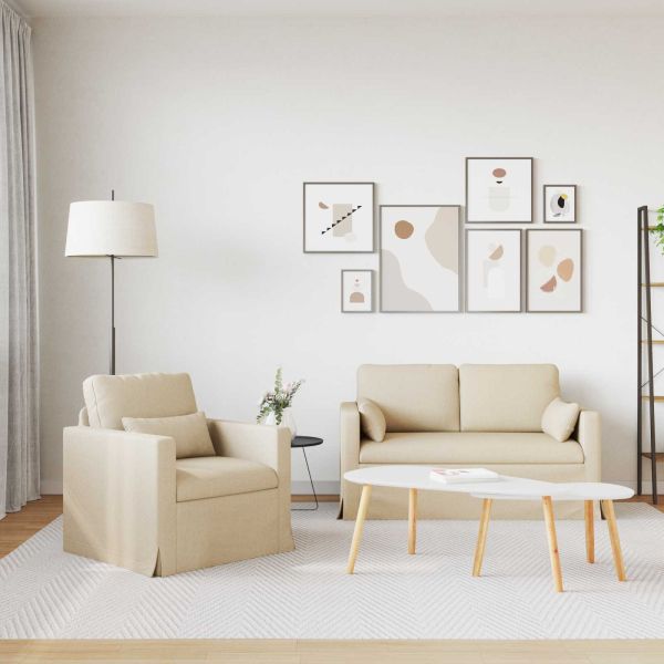 Диван 2 pcs Крем Общи размери: 139 x 78 x 80 см (Ш x Дълб x В)