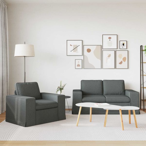 Диван 2 pcs Тъмен сив