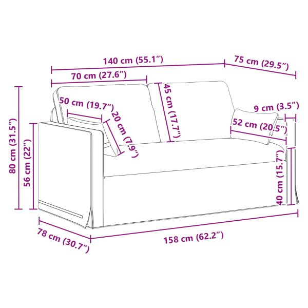 Диван 140cm 2 pcs Крем Метал