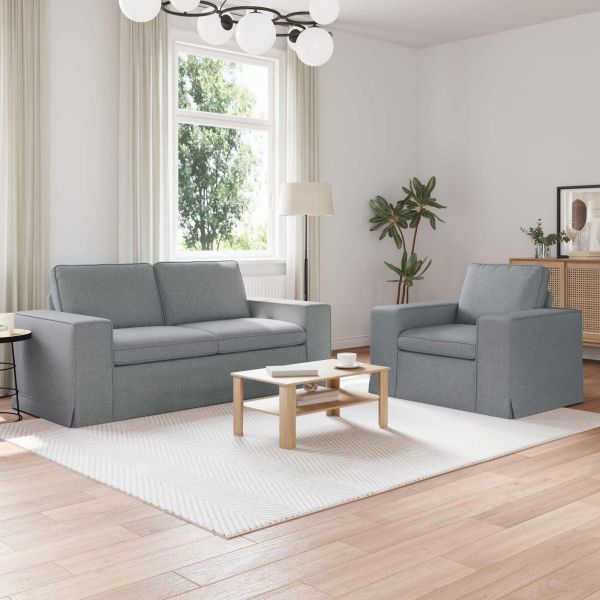 Диван 2 pcs Светлосиво Метал