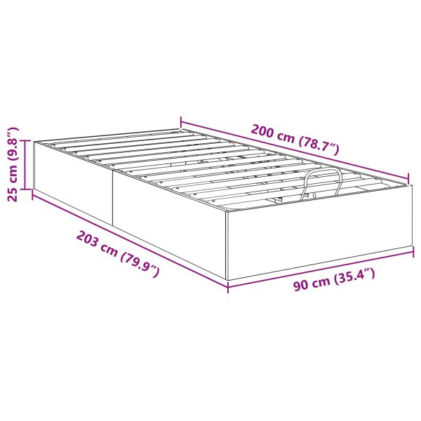 Отоманско легло със съхранение Циментено сиво 193 x 120 x 25 см