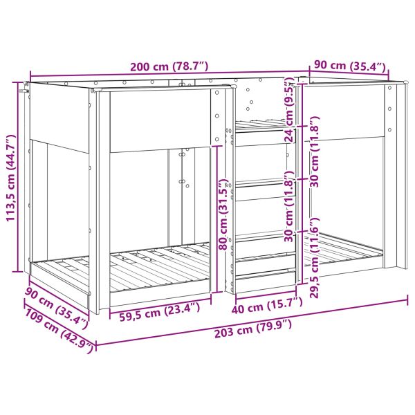 Двуетажно легло за деца Димян дъб 90 x 200 cm Инженерно дърво