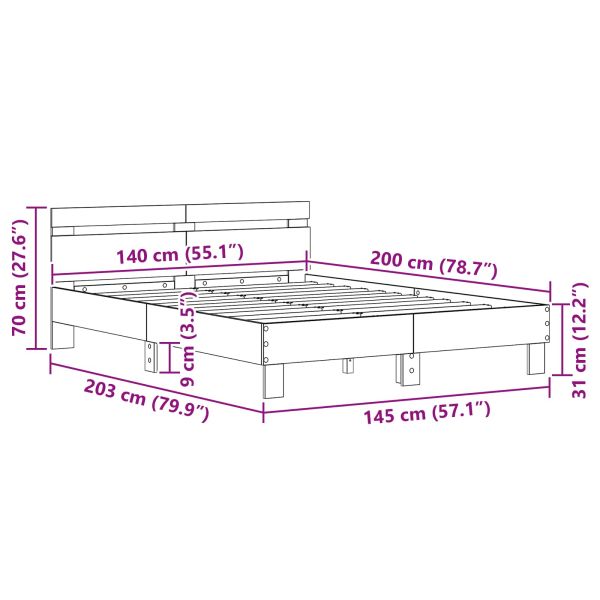 Рамка за легло Черния дъб 140 x 200 cm Инженерно дърво