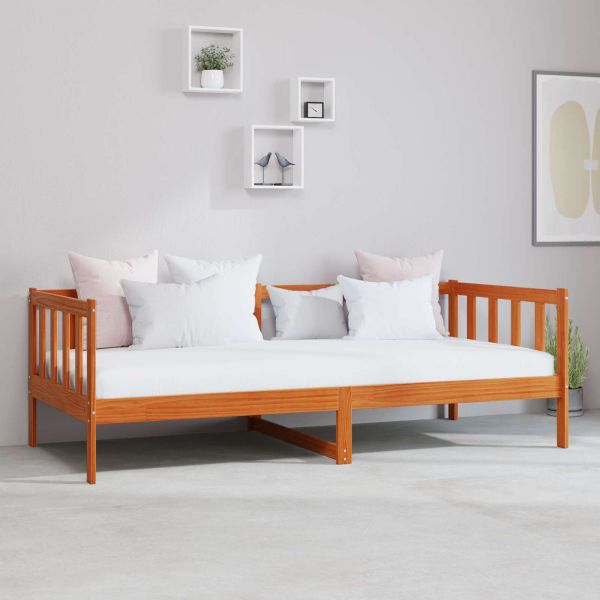 Дневно легло с матрак с таблото Пчелен кафяв и бял 90 x 200 cm