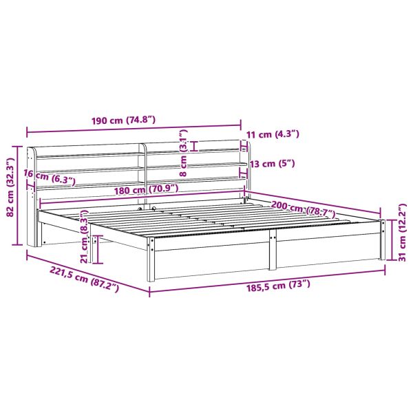 Рамка за легло 2 pcs Кафяво с восъчно покритие Солиден бор