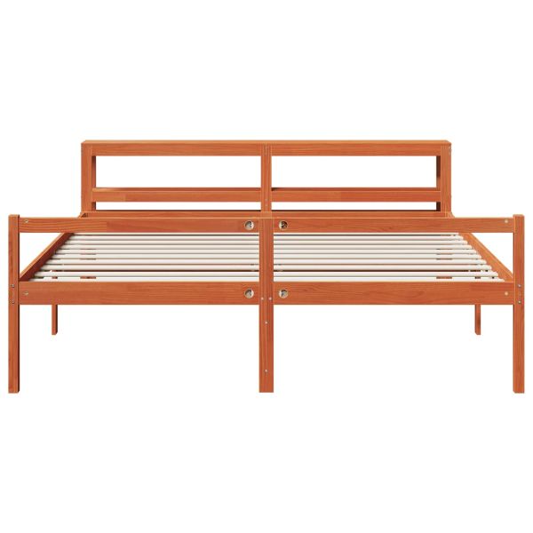 Рамка за легло 2 pcs Кафяво с восъчно покритие Солиден бор